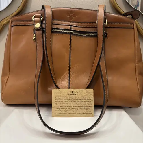 Patricia Nash Heritage Collection Poppy Satchel Leather Bag Tan Brown AUTHENTIC