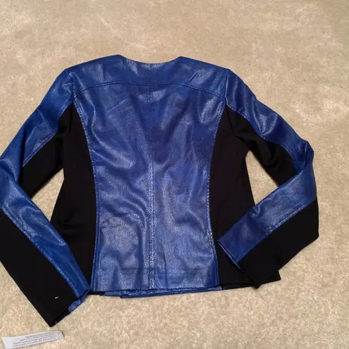 G by Giuliana Two Tone Moto Jacket Blue/Black Size Small NWT