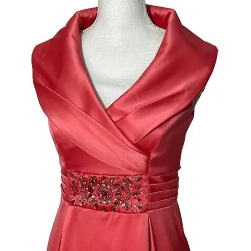 Eliza J CORAL SATIN SHEATH MIDI DRESS Size 10
