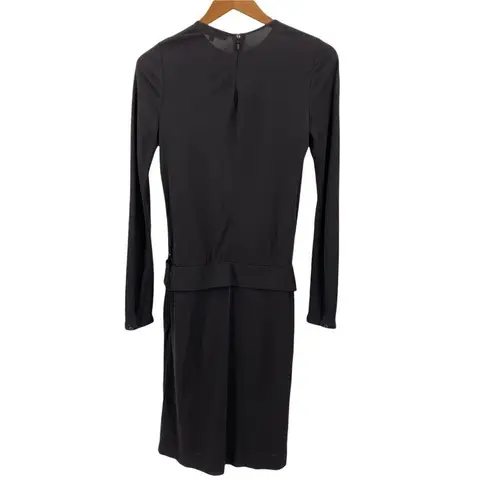 Salvatore Ferragamo Black Draped Viscose Jersey Long Sleeve Dress Size 38