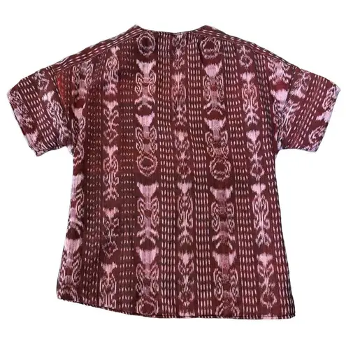 OOAK Quilted Patterened top jacket Short sleeves button front round neck medium