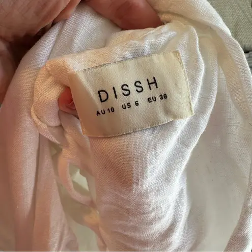 DISSH Bridal The Aisle Linen Panel Mini Dress White 6 White Bridal