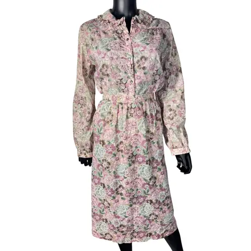 Vintage LF Sport Floral Skirt Set Vest Blouse Cottagecore Grandma Chic M Pink Size M