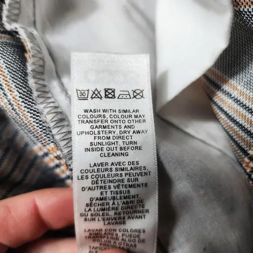 ASOS Womens Plaid Flat Front Wide Leg Pants Size 8 Grey Preppy Streetwear Gray