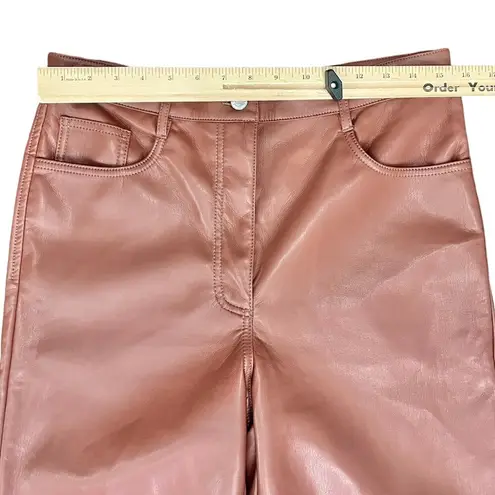 Wilfred  Aritzia Melina Brown High Rise Straight Leg Vegan Leather Pants size 12