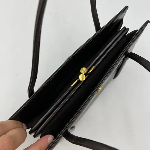 Bienen Davis Vintage Structured Frame Bag Brown Boxy