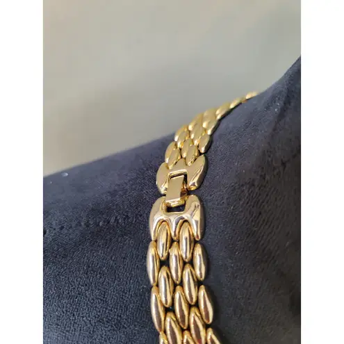 Women's Gold Plated Choker Necklaces With Round X Emblem And Fold Over Lock