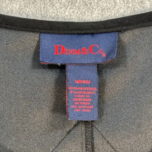 Denim & Co. Black Velvet Bib Overall Dress Women's Medium Vintage Pockets Short