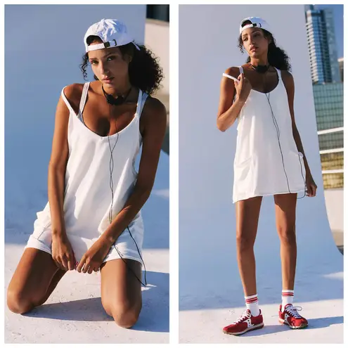 Free People  Movement Hot Shot Mini Dress Size Medium White Workout Athletic