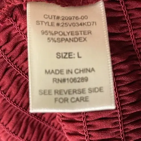 Row A Deep Red Smocked Square Neck LongSleeve Bodycon MiniDress