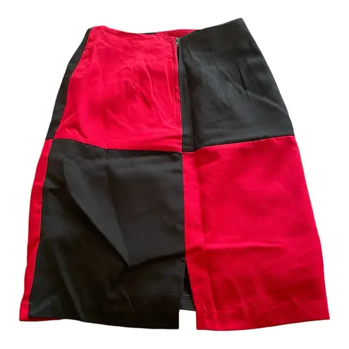 Vintage 90s Red Black Color Block high waisted mini skirt goth Harley Quinn 5 Size undefined