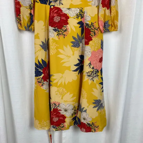 Eliza J Yellow Floral Midi Dress Sz.8