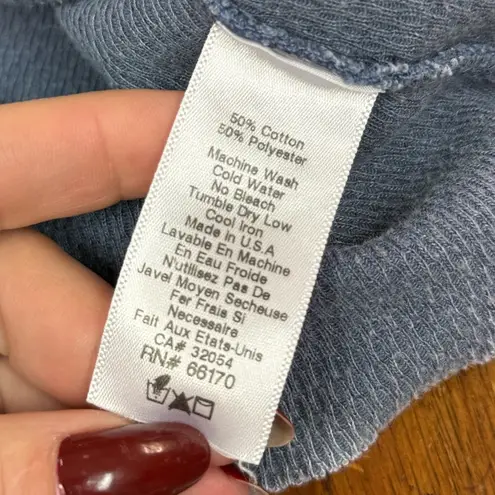 Daydreamer LA Eagle Graphic Off Shoulder Long Sleeve Pullover Blue Size Large