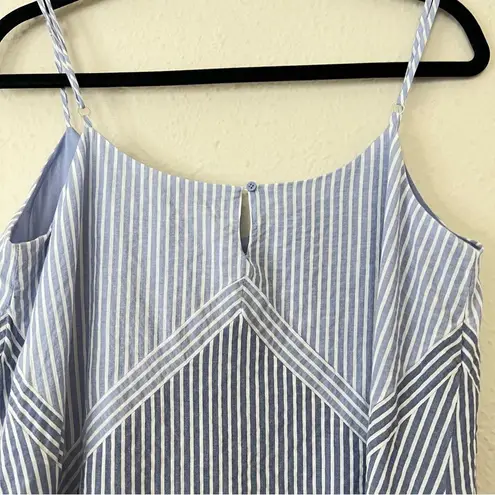 BCBGMAXAZRIA  Blue Cora Striped Asymmetrical Spaghetti Strap Tank Top Size Medium