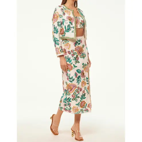 MISA Los Angeles Embellished Floral Cropped Jacket Women's Size L