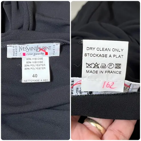 YSL Vintage Yves Saint Laurent Rive Gauche Black Bodycon Side Ruched Dress US 8