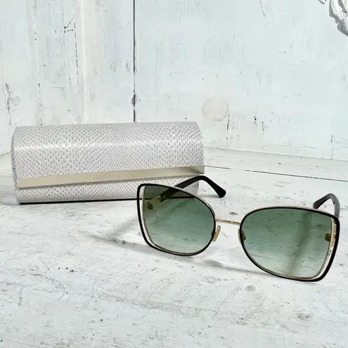 Jimmy Choo Frieda Metal Frame gold Green Lens Oversized Butterfly Sunglasses