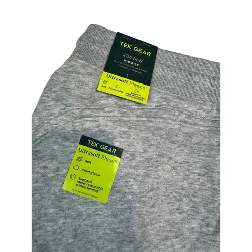 Tek Gear Jogger Pants Women's Size Large Gray Pockets Banded Cuffs Drawstring