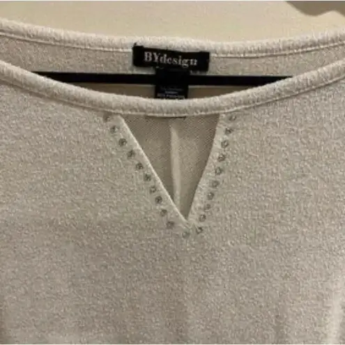 By Design Size XL Cream Gem Embellished Sexy Sheer V