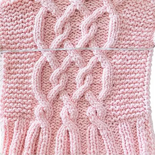 Free People x Loopy Mango Cabin Fever Pink Cable Sweater Tunic OS Merino Wool