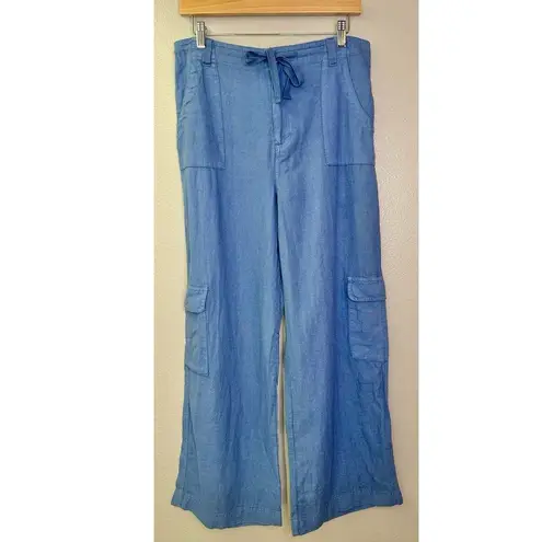 Sincerely Jules NWT Linen Blend Blue Cargo Drawstring Pants