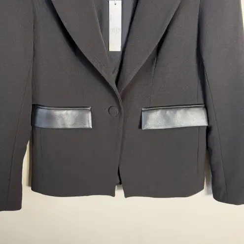Drew NWT Midas Faux Leather Elbow Patch Blazer Jacket Women's Small Black Career