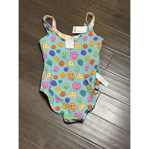 Posh Peanut Mina Reversible Swimsuit Mom Size Small Smiley Face Animal Print