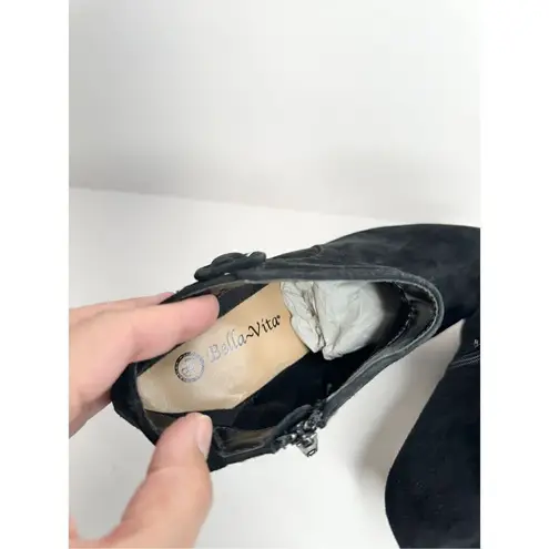 Bella Vita Booties Womens Bindi Shoot Black Kid Suede Leather Size 8 WIDE