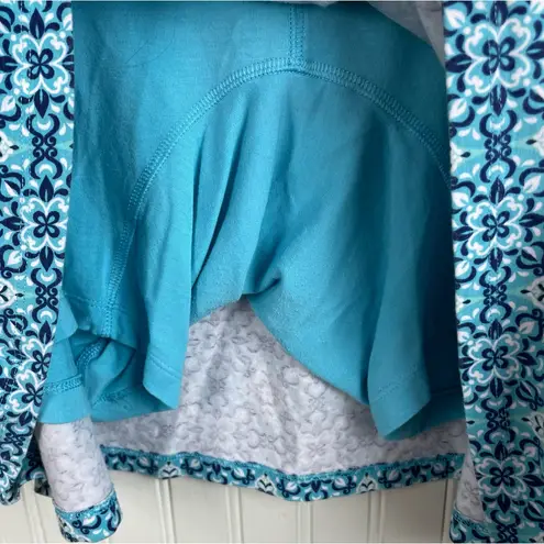 Coolibar Women's Plaka Knit Skort Size 3X Aqua Blue Printed UPF 50+ Cotton Blend