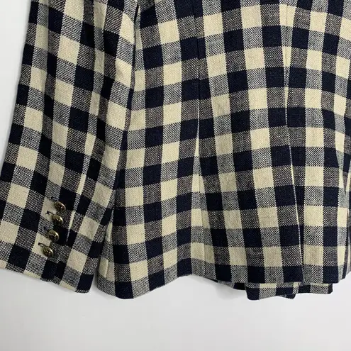 Smythe Women's Double Breasted Min Plaid Blazer Navy Check Size 6 Blue