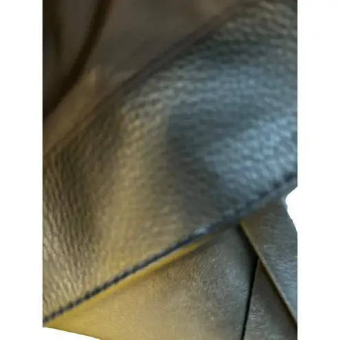 Tahari Black Leather Tote Bag With Double Handles & Front Pocket