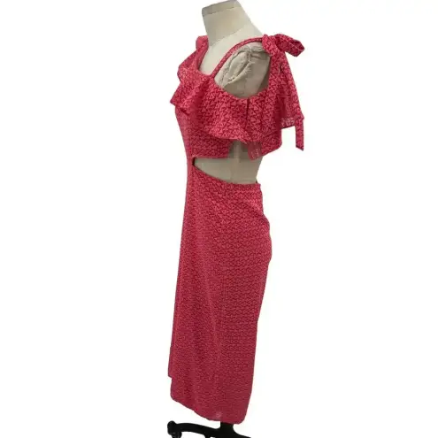 Tularosa  x Revolve Belle Jumpsuit‎ in Coral Pink One Shoulder Wide Leg Medium