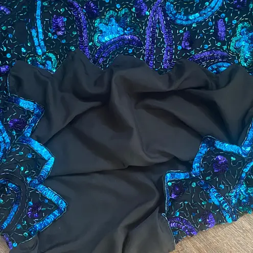 VINTAGE SEQUIN FORMAL TOP SZ 16/18 Blue