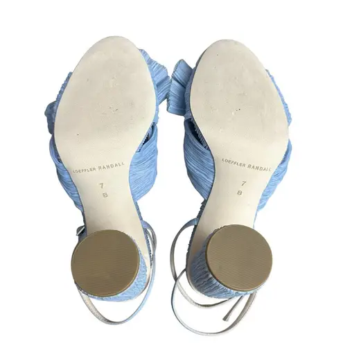 Loeffler Randall 7 Camellia Blue Pleated Bow Heel Designer Open Toe Ankle Strap