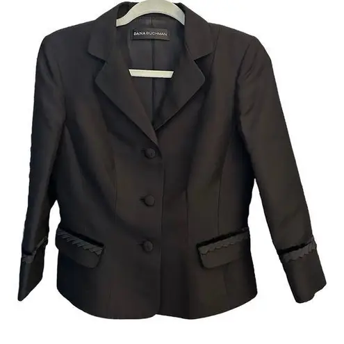 Dana Buchman Black Silk Lined Cropped Dress Blazer Size 4
