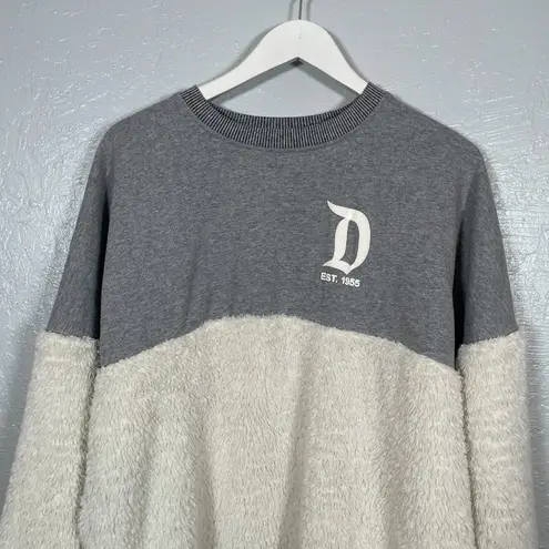 Disneyland Resort Spirit Jersey M Gray Ivory Sherpa Long Sleeve Sweatshirt White Size M