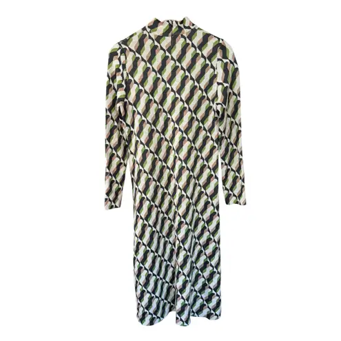 St. John Peridot Geometric Dress Green Multicolor Size Large NWOT
