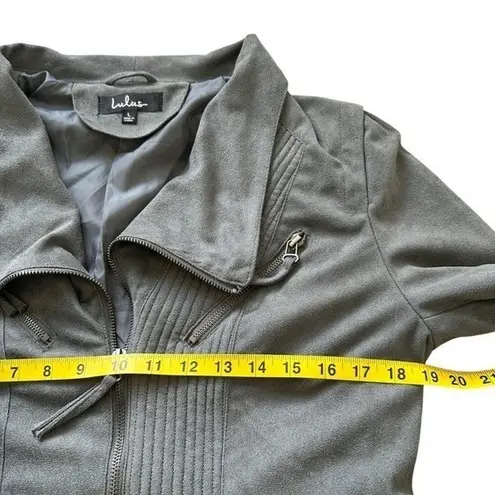 Lulus Ready For Anything Moto Jacket Gray Suede L Minimalist Style Monochrome Size L