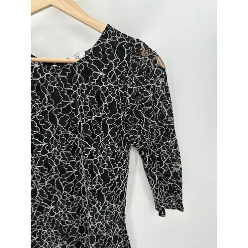 DV Dolce Vita Black Cream Floral Print 3/4 Sleeve Romper Women's Size X