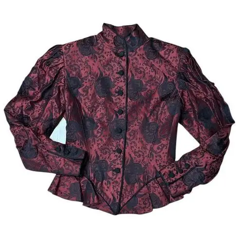 Emanuel Ungaro brocade red and black floral blazer Vintage Size 4