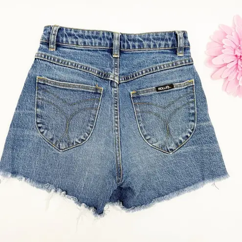 Rolla’s Original Short High Rise Cut Off Medium Juliet Wash Blue Denim Shorts Size 24