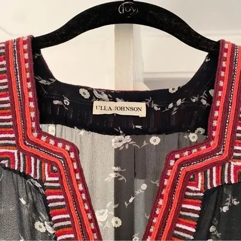 Ulla Johnson Anosha Floral Silk Georgette Blouse in Midnight Size 2 Retail $357