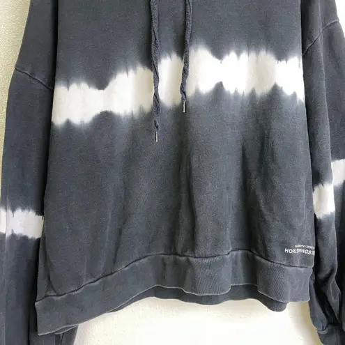 All Saints Rihan Hoody Womens Medium Black Tie Dye Faded Washed Pullover Crop *