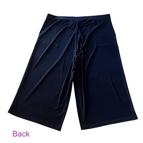 Susan Graver Navy Liquid Knit Pull-on Culotte Pants