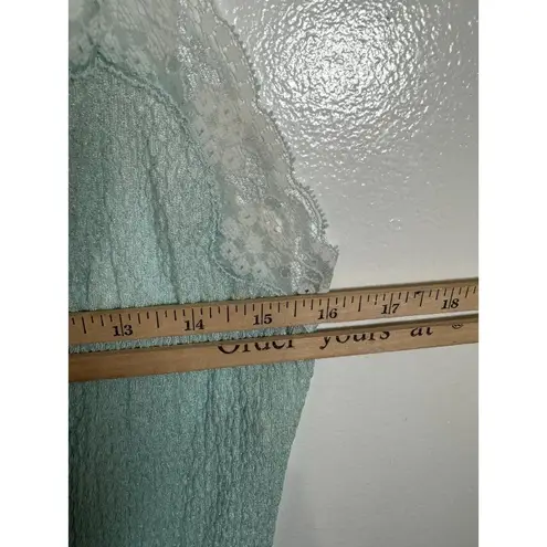 Vanity Fair Vintage Nightgown Medium Blue Plunge Lace Stretch Full Length Sexy