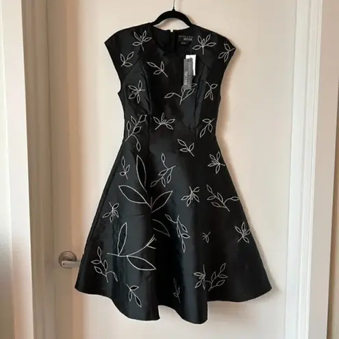 Sachin + Babi Fit & Flare Black Leaflet Couture Dress Size 0 NWT