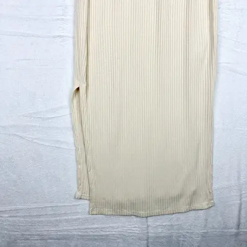 Beyond Yoga Well Traveled Midi Dress Size Small Ivory Ribbed Knit Mock Neck