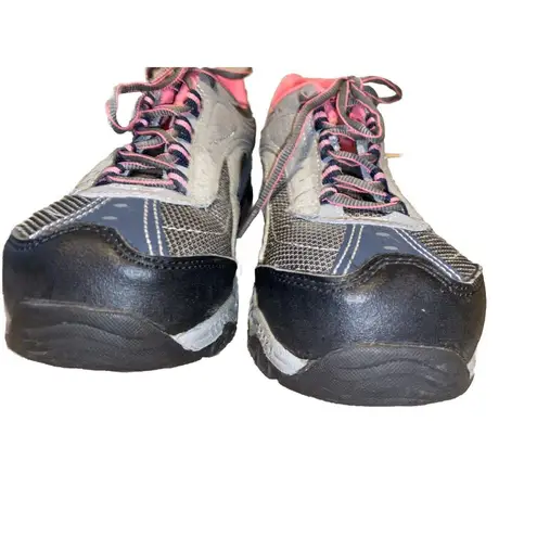 Brahma SACHA Work Safety Toe Leather Pink Gray Lace Up Shoes WOMENS 8.5