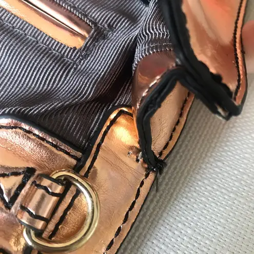 Z Spoke Zac Posen Metallic Shirley Bow Clutch Purse, Bronze Rose Gold, NWT Gold