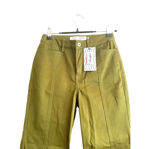 Proenza Schouler WL Cotton Twill Cropped Flare Pants Size 0 Olive Green Stretch